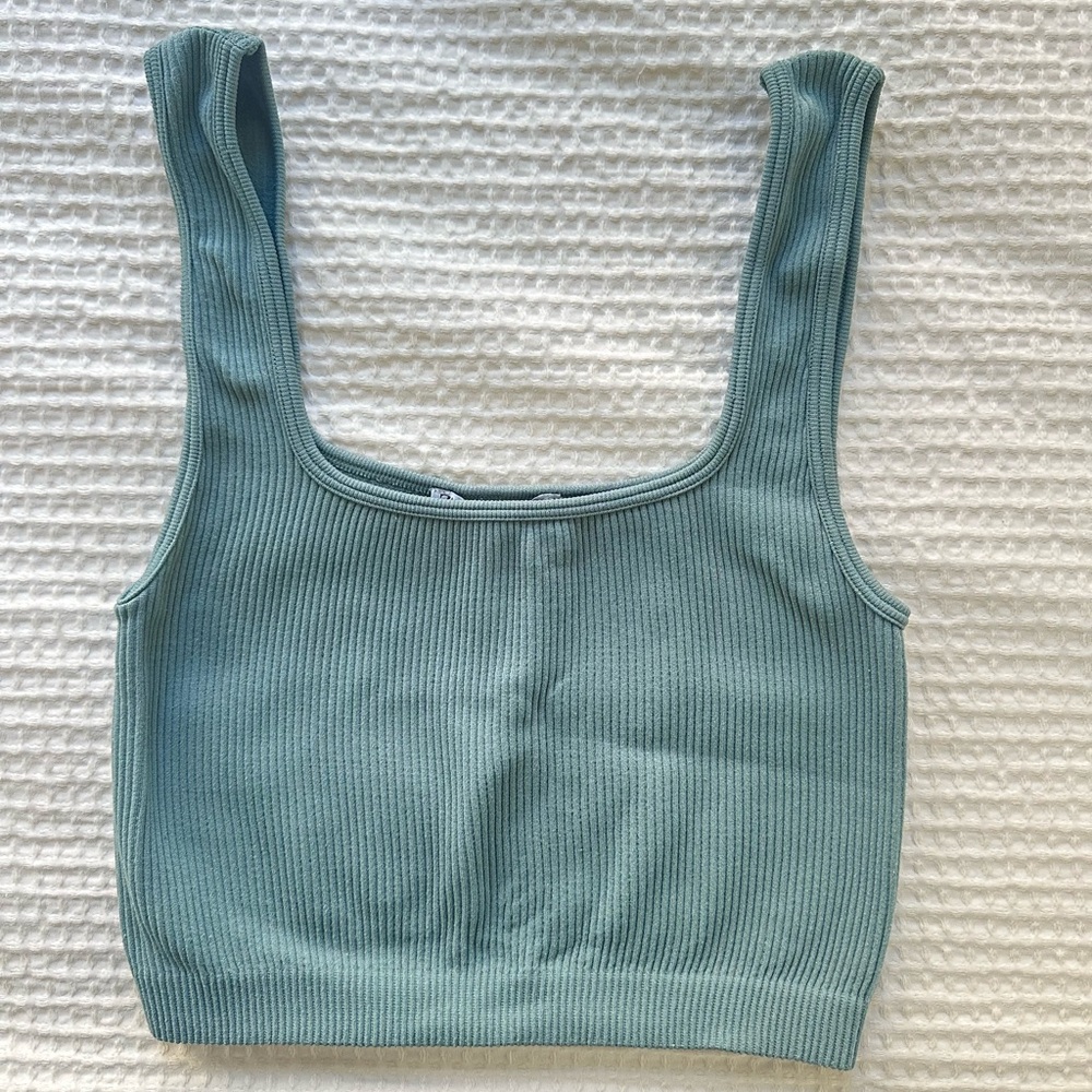 NWOT Zara Ribbed Crop Top - Dusty Teal